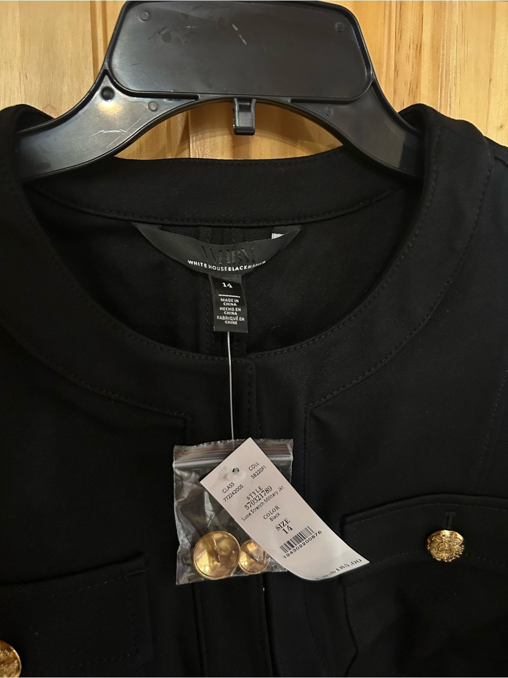 White House Black Market Black Gold-Button Pocket Jacket - Picture 2 of 4